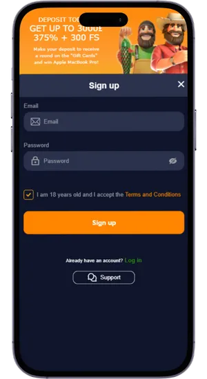 Account registration form
